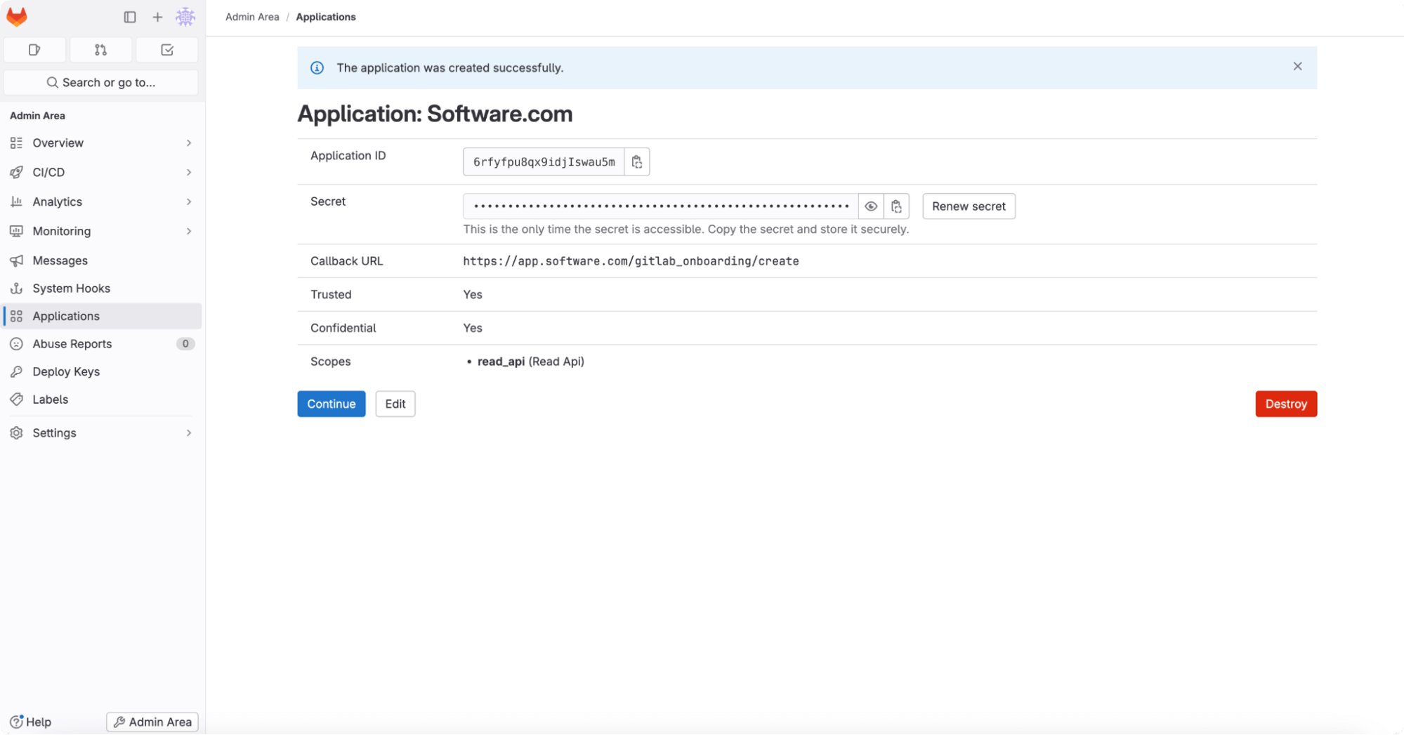 GitLab application