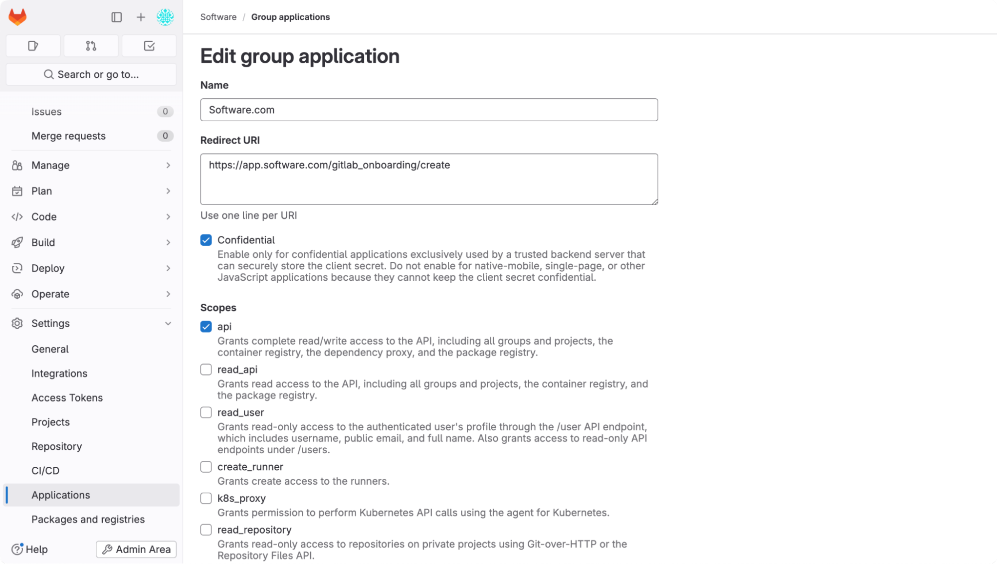 Create application