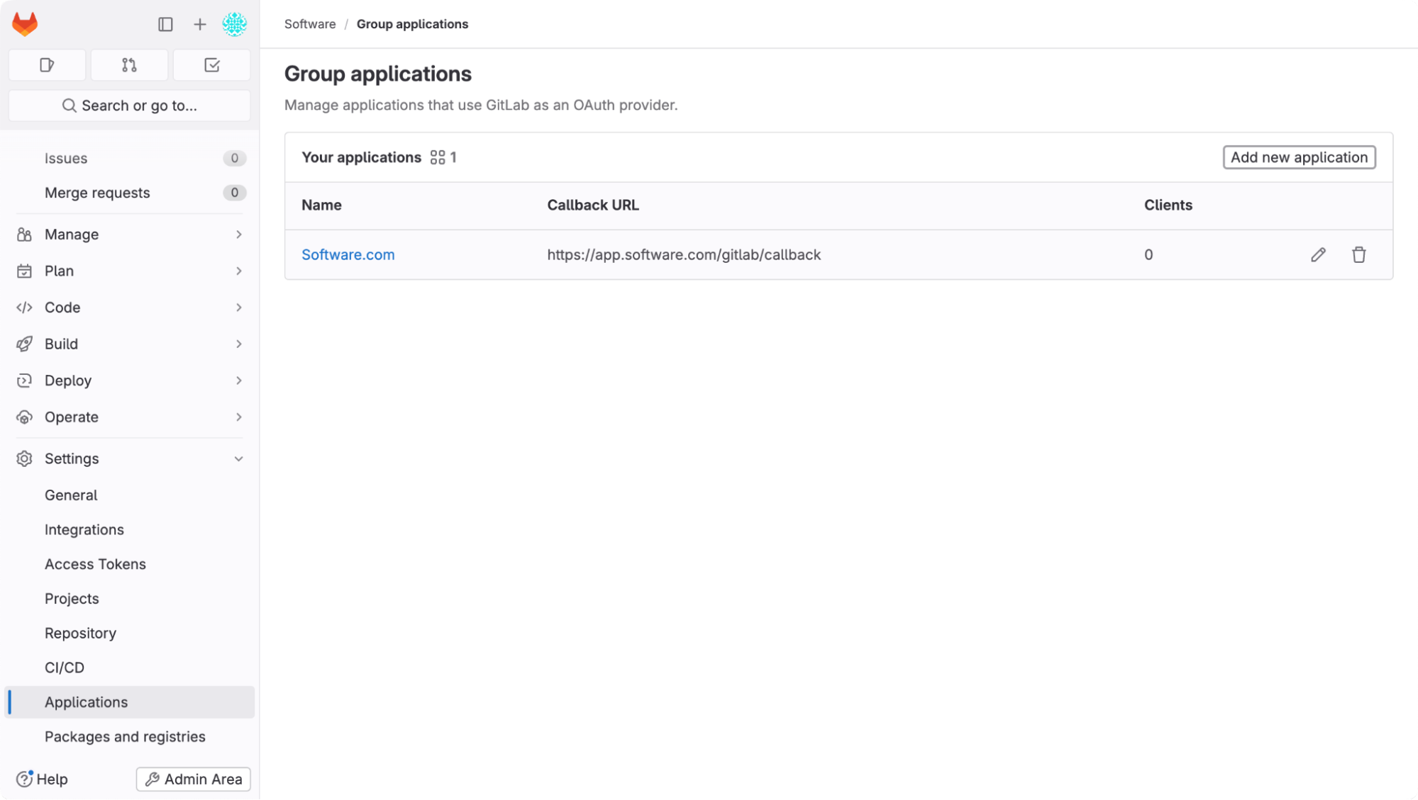 Manage applications