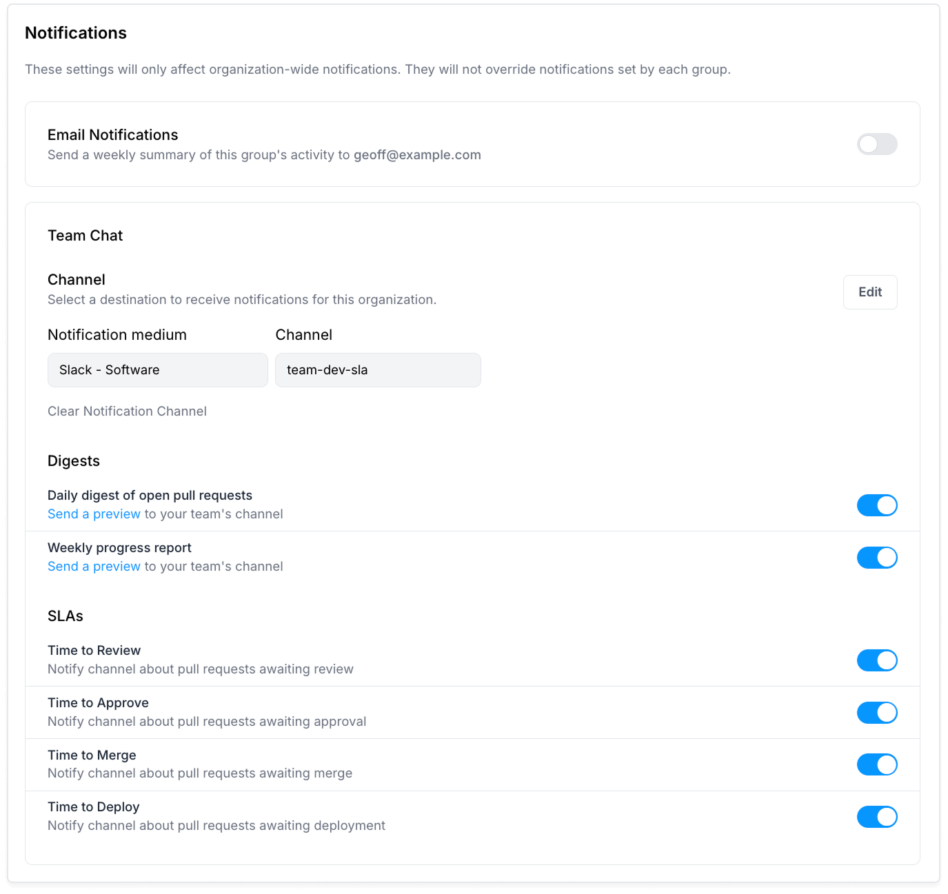 Notification preferences